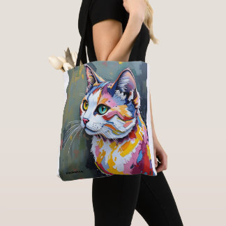 Bunte Katzenporträt Tasche