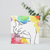 Bunte Katzenskizze Einladung (Stehend Vorderseite)