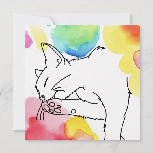 Bunte Katzenskizze Einladung (Vorderseite)