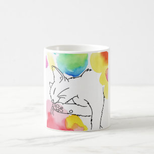 Bunte Katzenskizze Kaffeetasse
