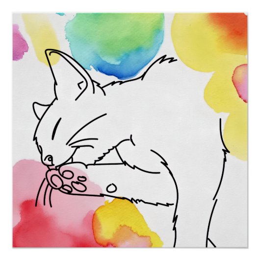 Bunte Katzenskizze Poster (Vorderseite)