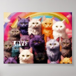 Bunte Katzenwandkunst für Katzenliebhaber Poster