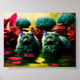 Bunte Katzenwandkunst für Katzenliebhaber Poster