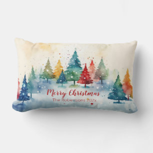 Bunte Kiefern Frohe Weihnachten Lendenkissen