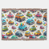Bunte Kinderdecke mit Cartoon-Autos für das Kinder Decke (Vorderseite)