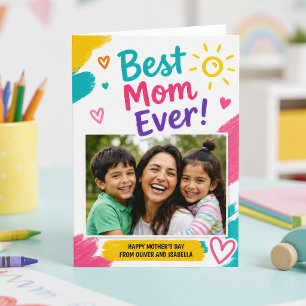 Bunte Kinderkunst Beste Mama Aller Zeiten Foto Mut Karte