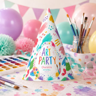 Bunte Kinderkunst-Party 6. Geburtstagsmalerei  Partyhütchen