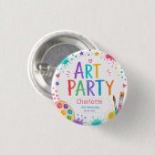 Bunte Kinderkunstparty 6. Geburtstagsmalerei Button (Vorne & Hinten)