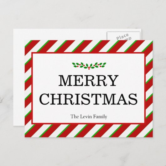 Bunte klassische frohe feiertagspostkarte (Vorne/Hinten)