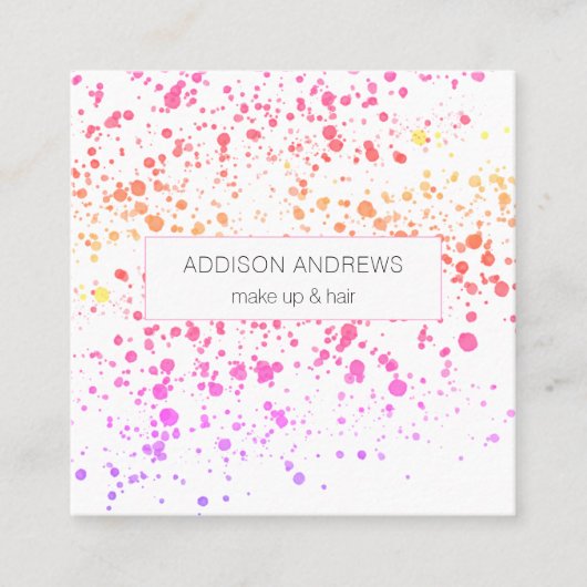 Bunte Kleckse Friseur Makeup Artist Quadratische Visitenkarte (Vorderseite)