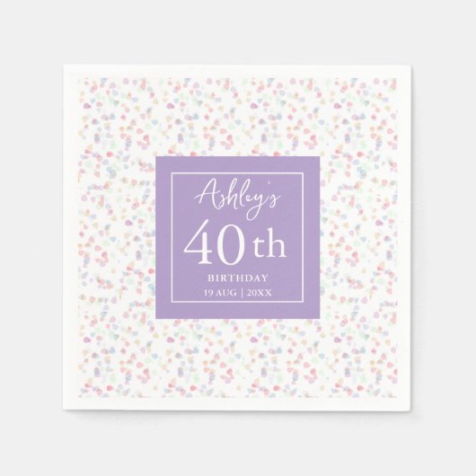 Bunte kleine Flakes 40. Geburtstag Napkins Serviette (Vorderseite)