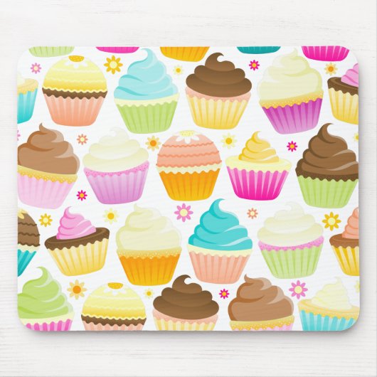 Bunte kleine Kuchen (weiß) Mousepad (Vorne)