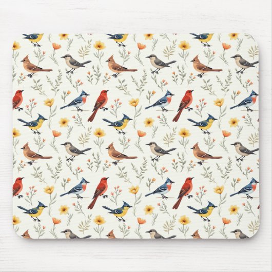 Bunte kleine Vögel Mousepad (Vorne)