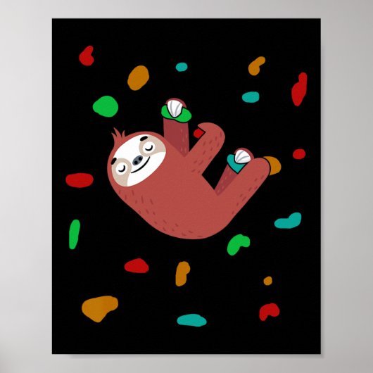 Bunte Kletterwand Faultier Kletterer Boulder Poster (Vorne)