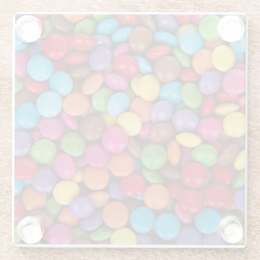 Bunte Knopf-Süßigkeit Glasuntersetzer (Rückseite)