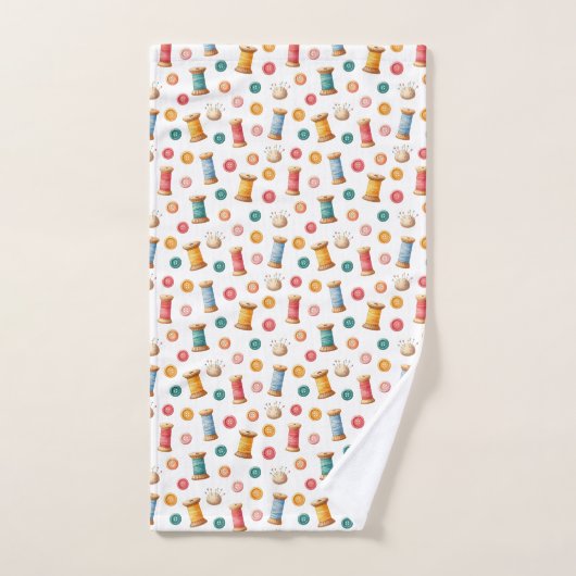 Bunte Knöpfe und Garne- Nähen- Muster Handtuch (Handtuch)