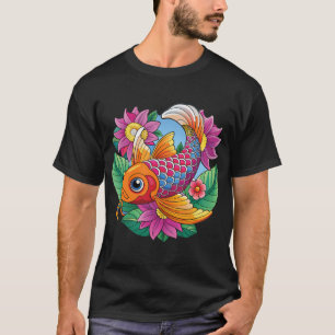 bunte Koi-Fische mit Blumen T-Shirt