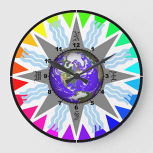 Bunte Kompass-ErdWanduhr Große Wanduhr