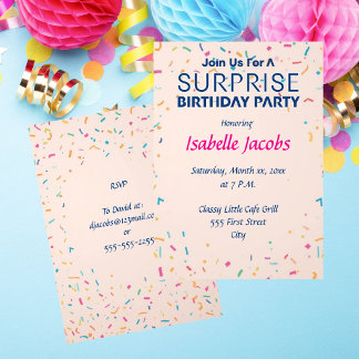Bunte Konfetti-Überraschungsparty zum Geburtstag Einladung
