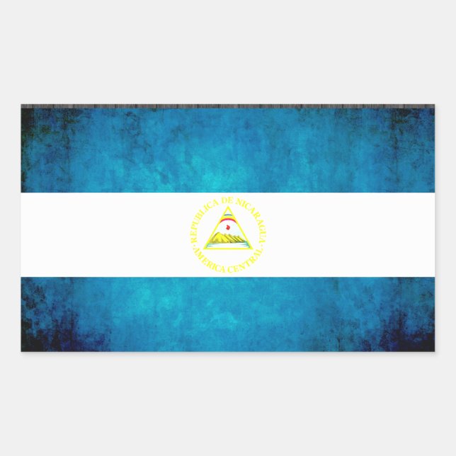 Bunte Kontrast-Nicaraguaner-Flagge Rechteckiger Aufkleber (Vorderseite)