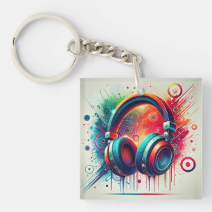 🎧 Bunte Kopfhörer Kunst für Musikliebhaber 🎶 Schlüsselanhänger