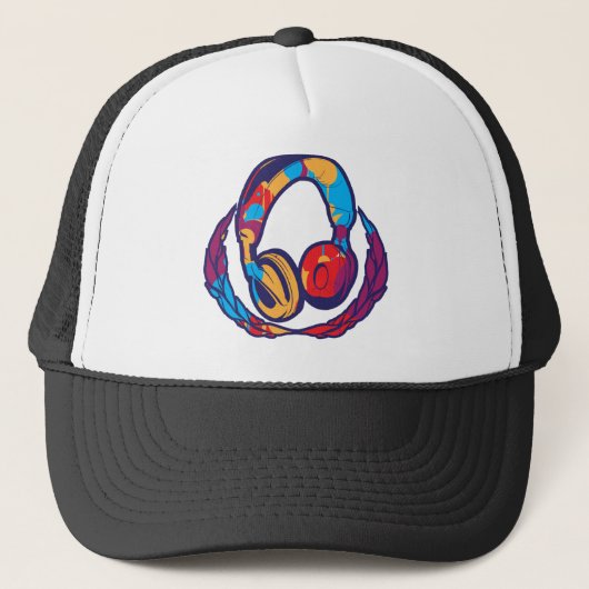 Bunte Kopfhörer Truckerkappe (Vorderseite)