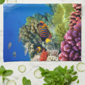 Bunte Koralle u. tropische Fische Küchentuch (Gefaltet)