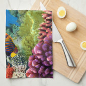 Bunte Koralle u. tropische Fische Küchentuch (Viertel Falte)