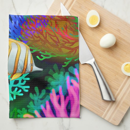 Bunte Korallenriff-Fisch-Geschirrtücher Geschirrtuch (Viertel Falte)