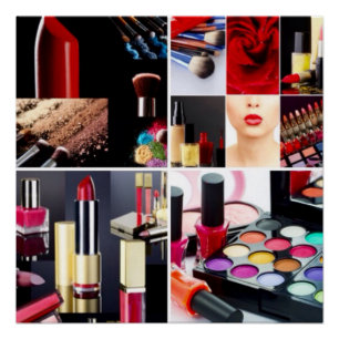 Bunte kosmetische Collage Poster