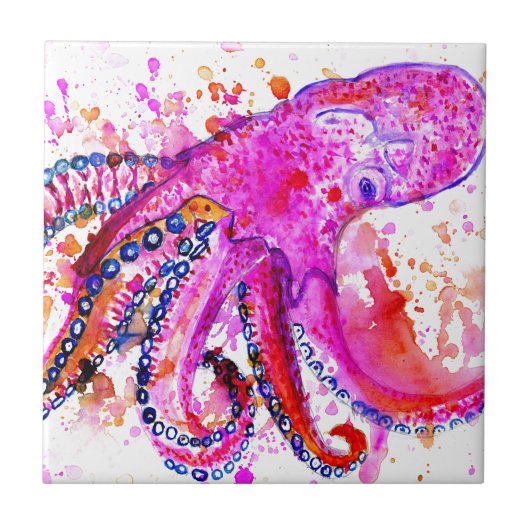 Bunte Krake Art02 Fliese (Vorderseite)