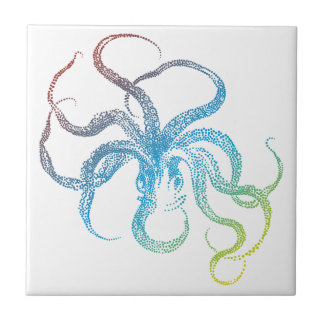 bunte Kraken-Silhouette Fliese