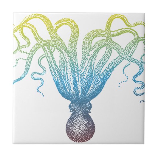 bunte Kraken-Silhouette Fliese (Vorderseite)