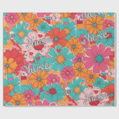 Bunte Krankenpflegerin Floralmuster (1) Geschenkpapier (Flach)