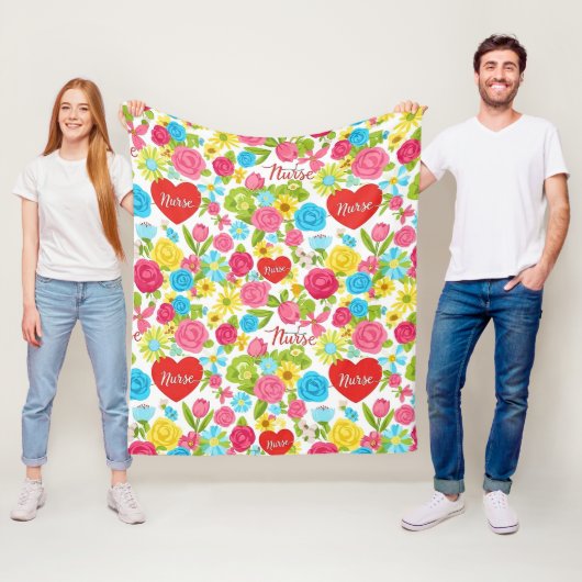 Bunte Krankenpflegerin Floralmuster (2) Fleecedecke (Beispiel)