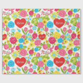 Bunte Krankenpflegerin Floralmuster (2) Geschenkpapier (Flach)