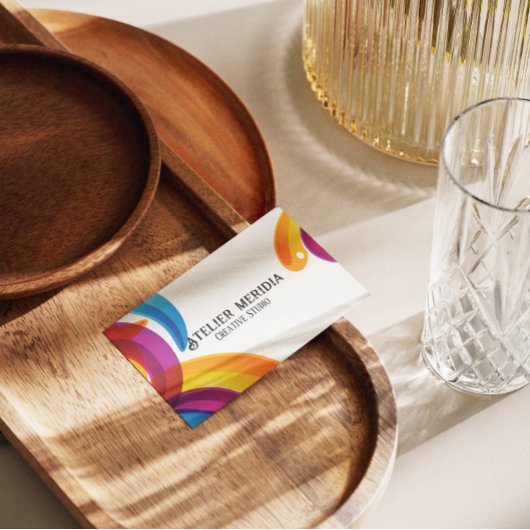 Bunte Kreativstudio mit QR Code Visitenkarte