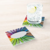 Bunte Kreidekrebse Glasuntersetzer (Schrägansicht)