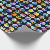 Bunte Kreise auf schwarzem Hintergrund Geschenkpapier (Ecke)