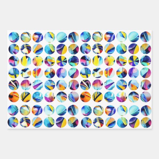 Bunte Kreise auf weißem Hintergrund Geschenkpapier Set (Vorderseite 3)