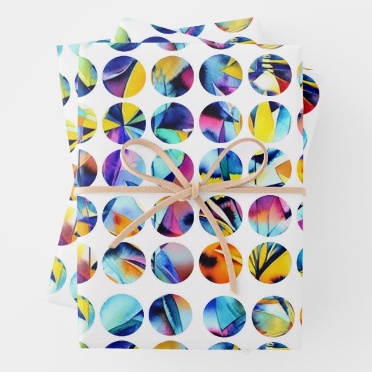 Bunte Kreise auf weißem Hintergrund Geschenkpapier Set (Beispiel)