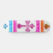Bunte Kreuz-christliche Pop-Kunst-Collage Skateboard (Horizontal)