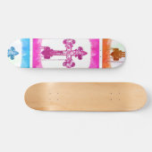 Bunte Kreuz-christliche Pop-Kunst-Collage Skateboard (Horizontal)