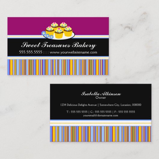 Bunte Kuchen-Bäckerei Visitenkarte (Vorne/Hinten)