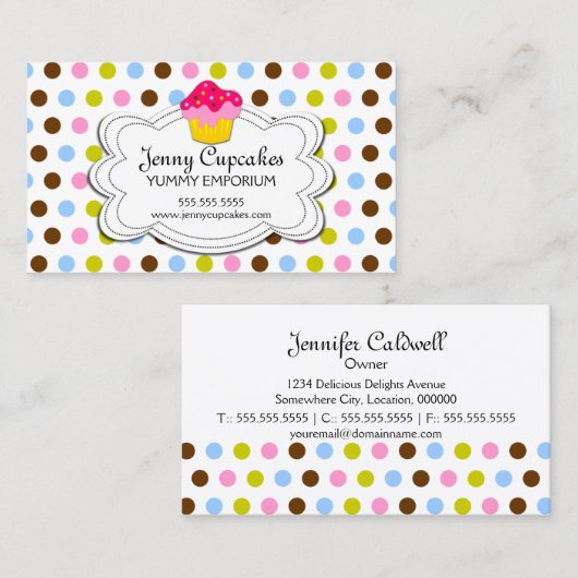 Bunte Kuchen-Bäckerei Visitenkarte (Vorne/Hinten)