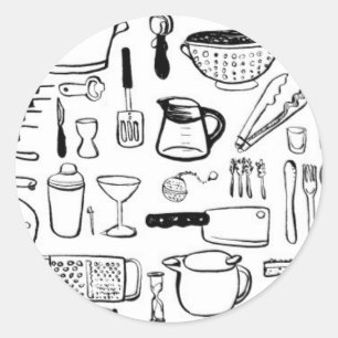 Bunte Küchen-Muster Runder Aufkleber