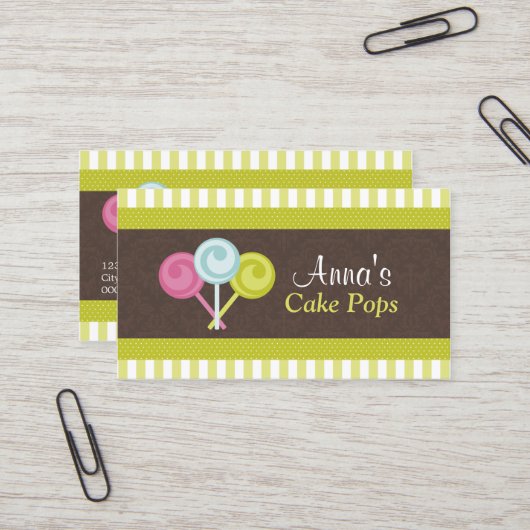 Bunte Kuchen-Pop-Bäckerei Visitenkarte (Vorderseite/Rückseite Beispiel)