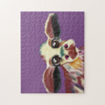 Bunte Kuh mit gefühlvolle Augen-Puzzlespiel