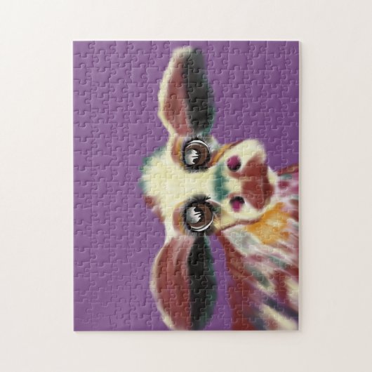 Bunte Kuh mit gefühlvolle Augen-Puzzlespiel Puzzle (Vertikal)