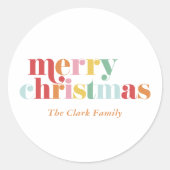 Bunte, kühne Briefe "Frohe Weihnachten" Runder Aufkleber (Vorderseite)